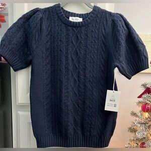 Navy Cable Knit Sweater - Crew Neck